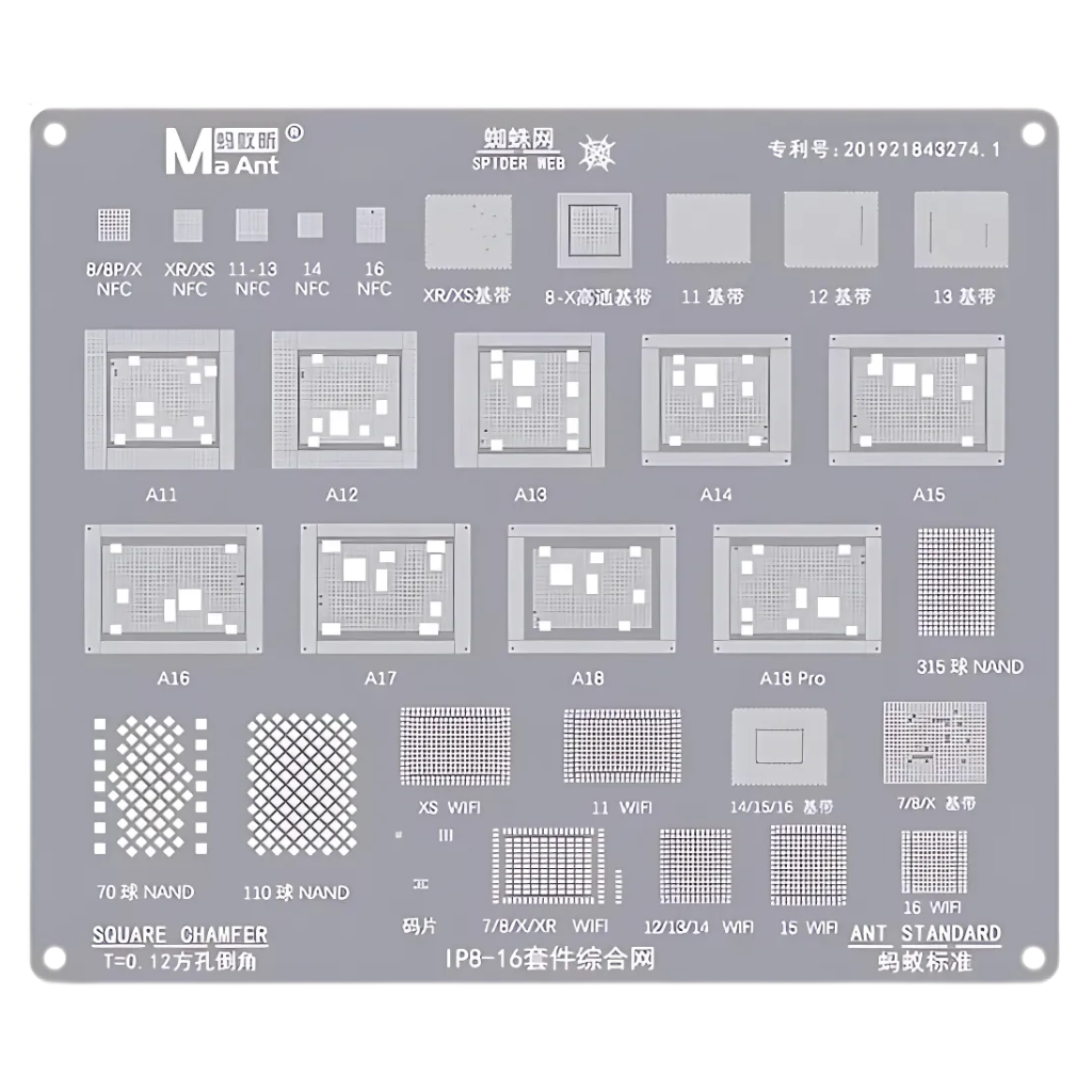 MaAnt BGA Reballing Stencil CPU NAND WIFI NFC for iPhone 8/X/11/12/13/14/15/16
